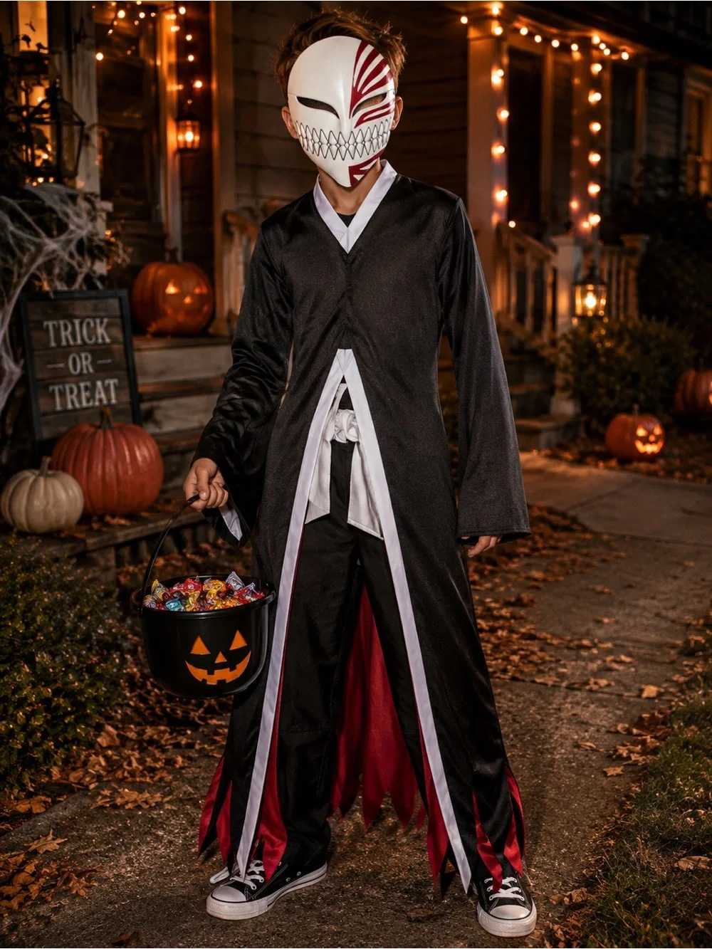 NWT Bleach Ichigo Boys L 10/12 Halloween Costume Robe Belt Mask Anime